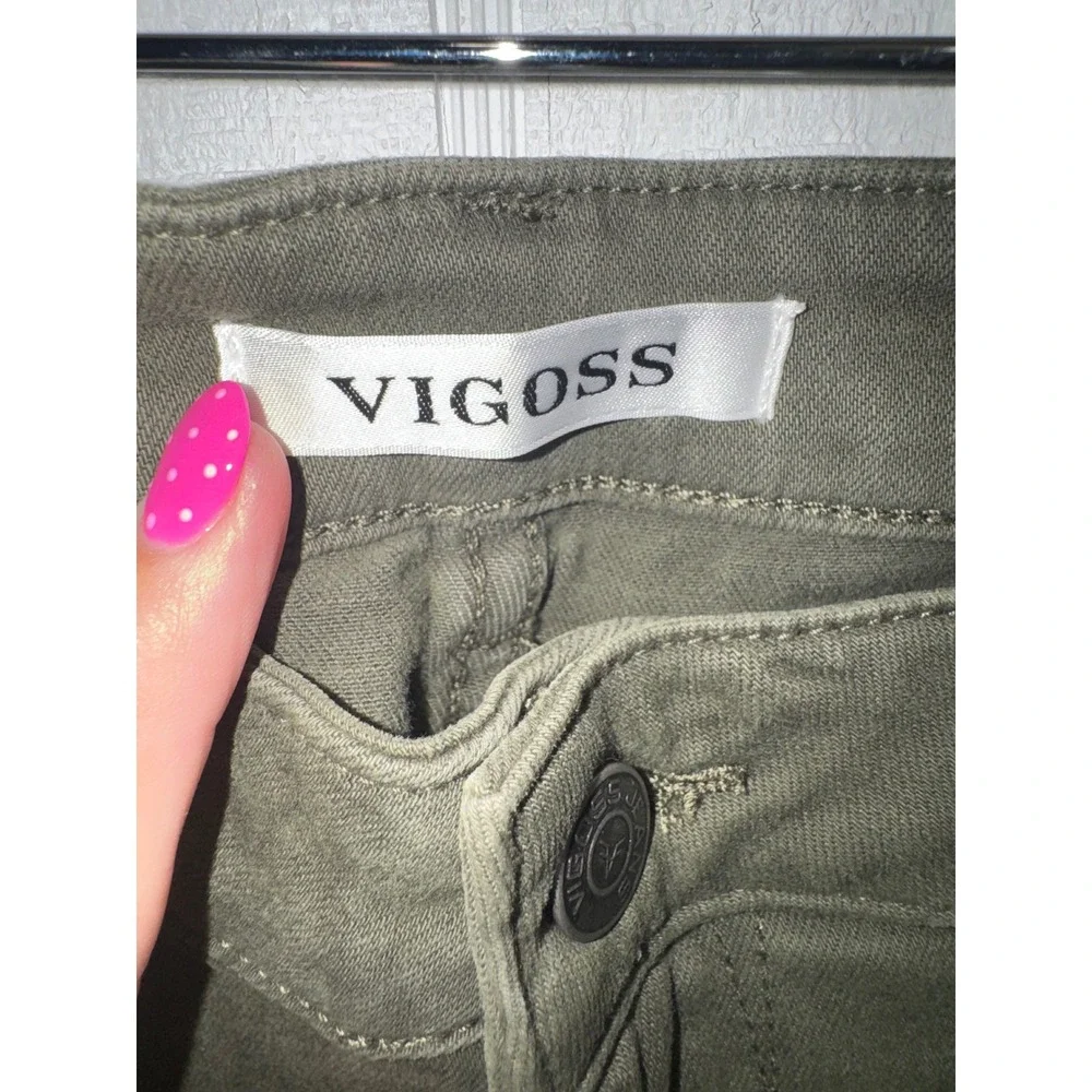Vigoss Marley Mid Rise Skinny Pants Womens Olive Green Utility Cargo 30 NEW
